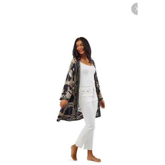 One Hundred Stars Print Cardigan Kimono, Giant Willow Black, One Size, NWT - Picture 2 of 8
